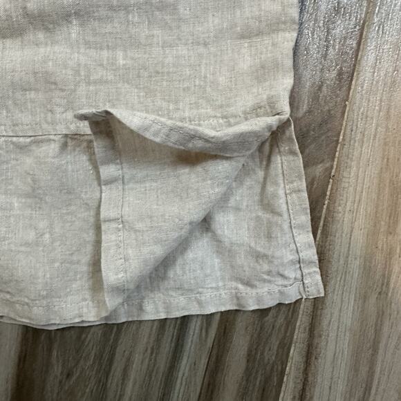 Match Point Pants Small Tan Pull On Cropped Wide Leg Split Hem Lagenlook Coastal - Picture 4 of 7
